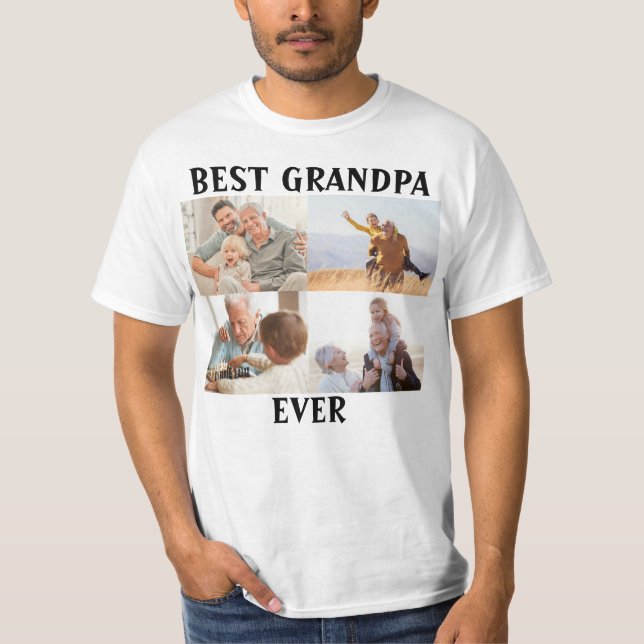 Beste Opa je 4 FotoCollage Erstellen Sie Ihre eige T-Shirt (Vorderseite)