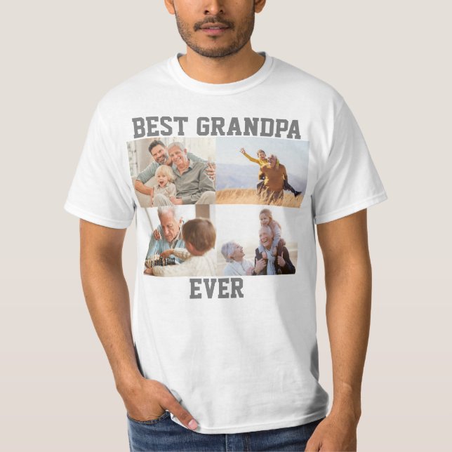 Beste Opa je 4 FotoCollage Erstellen Sie Ihre eige T-Shirt (Vorderseite)