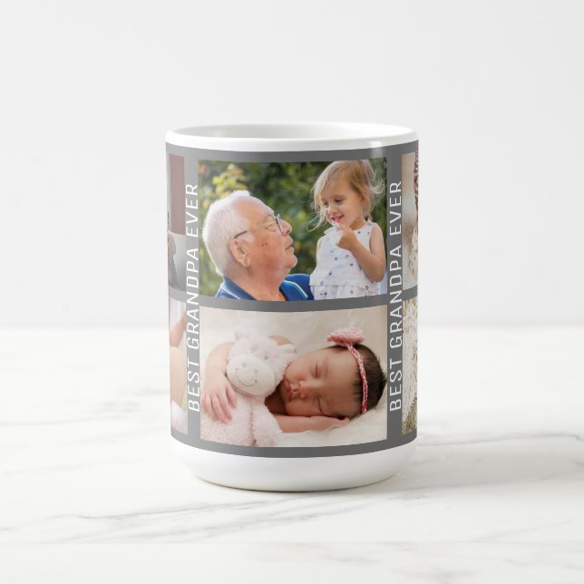 Beste Opa je 6 Foto Custom Collage Grau Kaffeetasse (Mittel)
