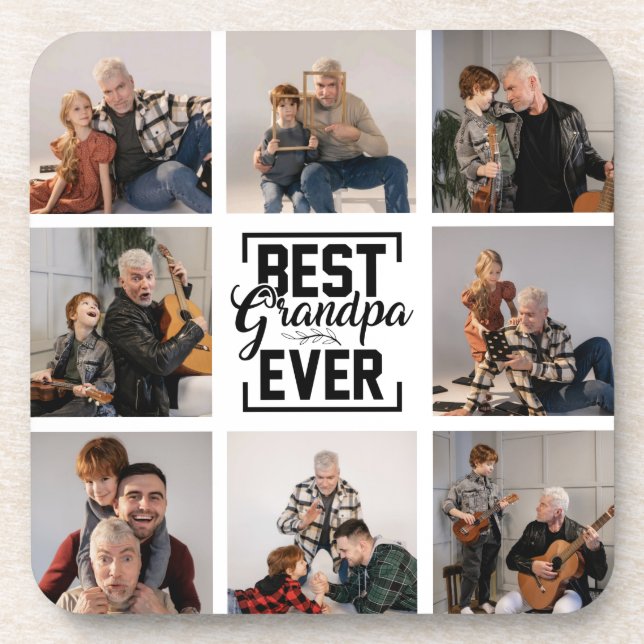 Beste Opa je 8 Foto Collage Getränkeuntersetzer (Vorderseite)