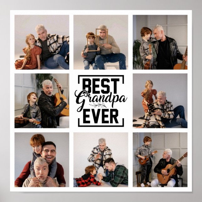 Beste Opa je 8 Foto Collage Poster (Vorne)