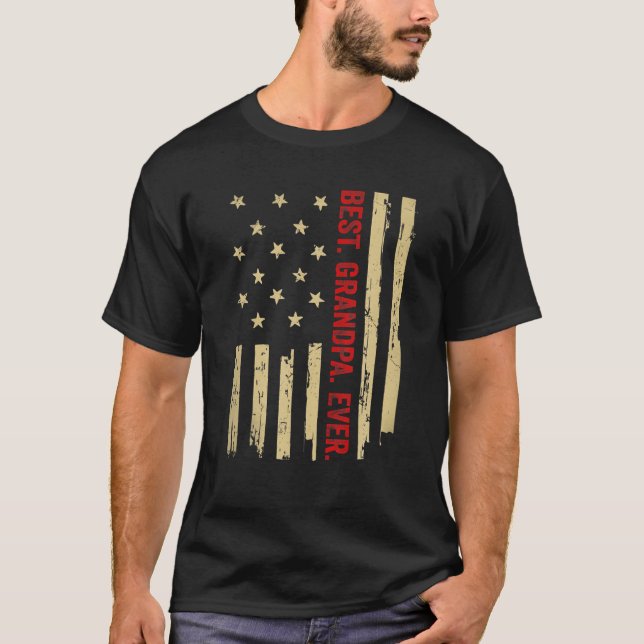 Beste Opa je amerikanische Flagge Proud Großpa Fah T-Shirt (Vorderseite)