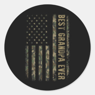 Beste Opa je Camouflage American Flag Father' Runder Aufkleber