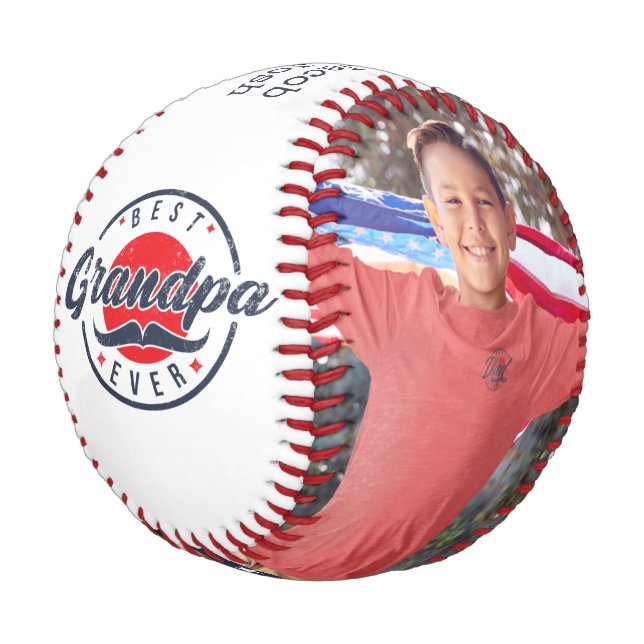 Beste Opa je Custom Foto Baseball (Schrägansicht)