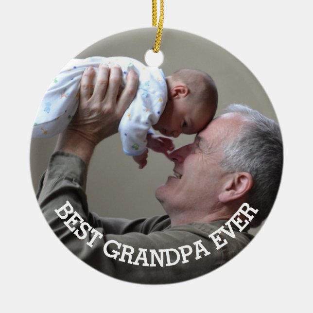 Beste Opa je Custom Foto Familie Großmutter Keramik Ornament (Vorne)