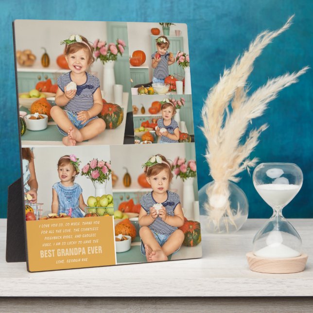 Beste Opa je | Farbblockfoto-Collage Fotoplatte (Seite)