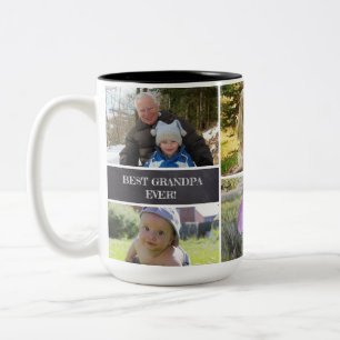 Beste Opa je Foto Collage Custom Zweifarbige Tasse