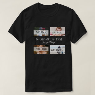 Beste Opa je Foto Collage Weißes Skript Schwarz T-Shirt