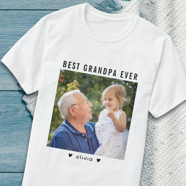 Beste Opa je Großvater und Großkind-Foto T-Shirt (Best Grandpa Ever Grandfather And Grandkid Photo T-Shirt
)