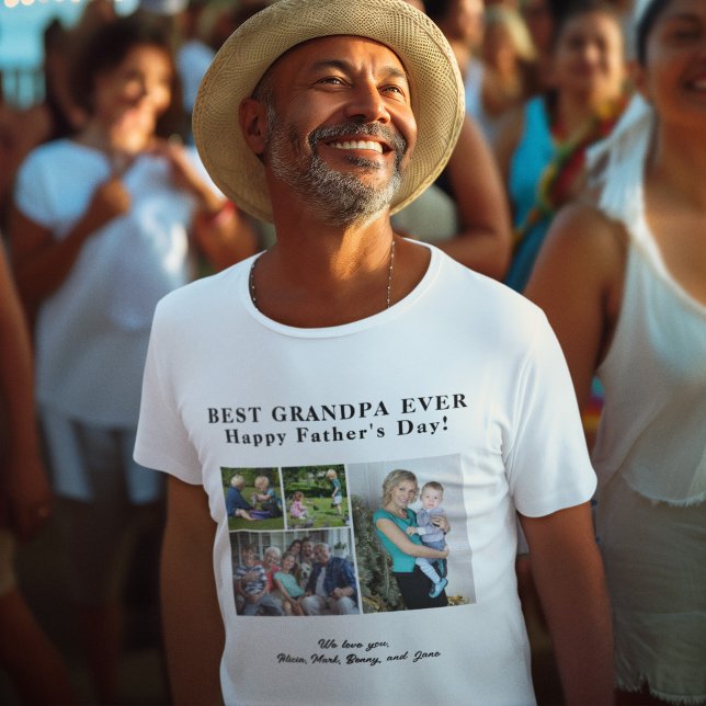 Beste Opa je Liebe Sie Foto Collage T-Shirt (Von Creator hochgeladen)