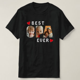 Beste Opa je Schwarz 3 FotoCollage Custom T-Shirt