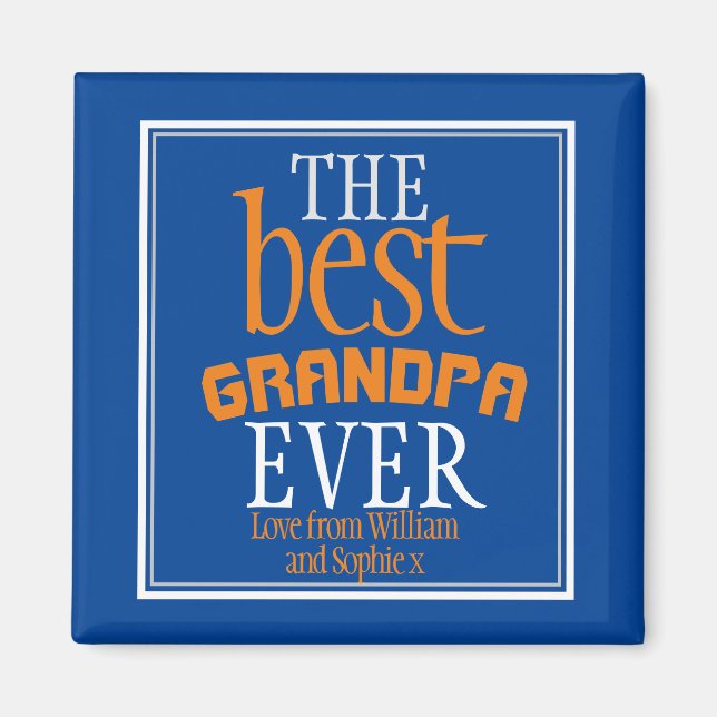 Beste Opa je Typografie Blau Magnet (Vorne)