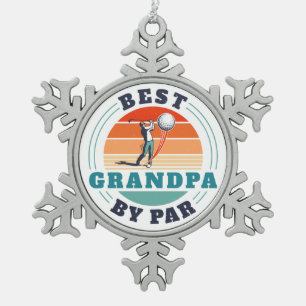 Beste Opa nach Par Custom Retro Golfer Schneeflocken Zinn-Ornament