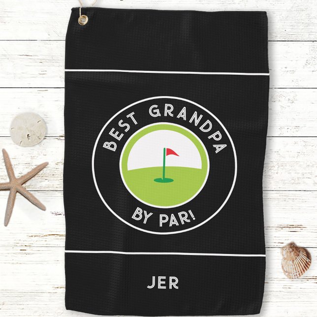Beste Opa nach Par Fun Moderner Golfer Schwarz-wei Golfhandtuch (Best Grandpa By Par Fun Modern Golfer Black White Golf Towel)