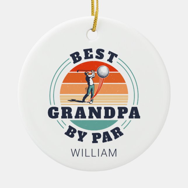 Beste Opa nach Par Personalisiert Retro Weihnachte Keramik Ornament (Vorne)