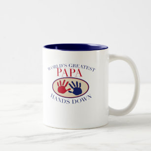 Beste Papa-Hände unten Zweifarbige Tasse
