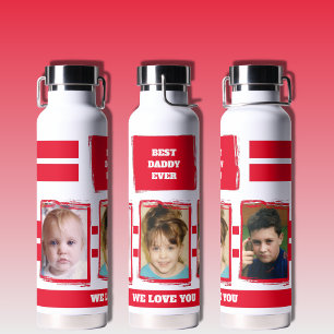 Beste Papa je 3 Fotos Liebe du weiß rot Trinkflasche