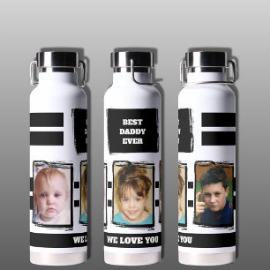Beste Papa je 3 Fotos Liebe du Weiß Schwarz Trinkflasche