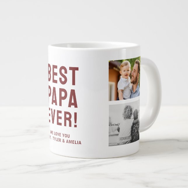 Beste Papa je 4 FotoCollage Jumbo-Tasse (Vorderseite Rechts)