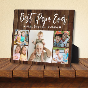 Beste Papa je 5 Grandkids Foto Collage Wood Fotoplatte