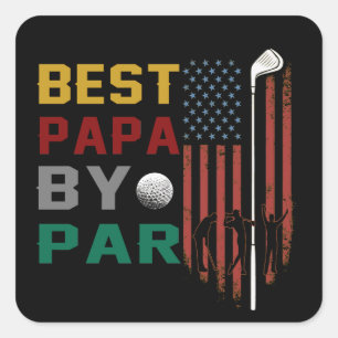 beste Papa nach Par Golf T - Shirt Quadratischer Aufkleber