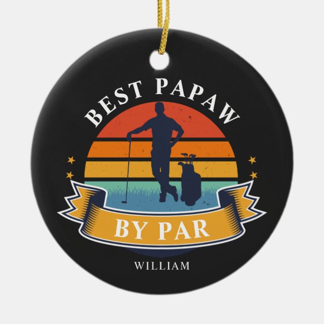 Beste Papa Par Retro Golf Lover Keramik Ornament (Vorne)