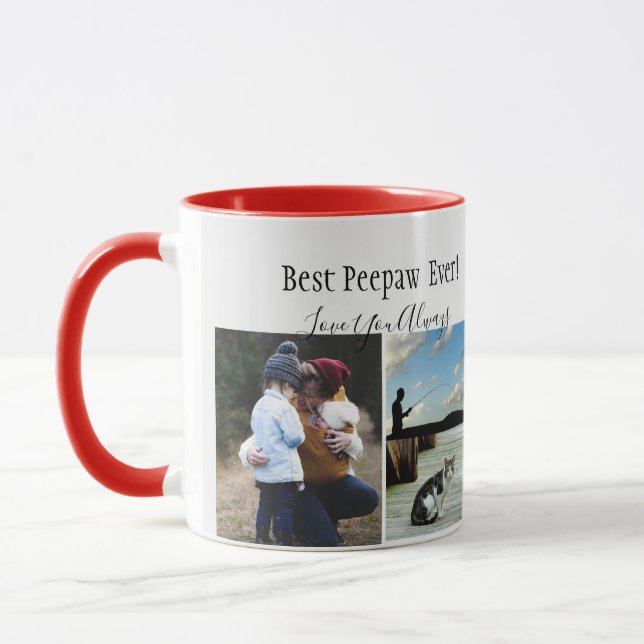 Beste Peepaw je FotoCollage Schwarz-weiß kundenspe Tasse (Links)