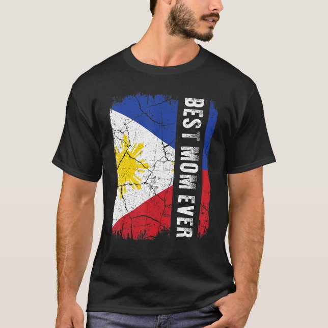 Beste philippinische Mama je Philippinen Flaggenmü T-Shirt (Vorderseite)
