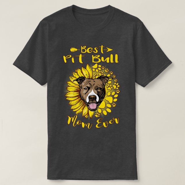 Beste Pit Bull Dog Mama je Sonnenblume Sonnenblume T-Shirt (Design vorne)
