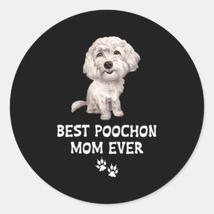 Beste Poochon-Mama je für Bichon Cross Poodle Runder Aufkleber