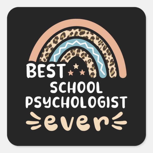 Beste Psychologin der Schule je Leopard Rainbow Gi Quadratischer Aufkleber (Vorderseite)