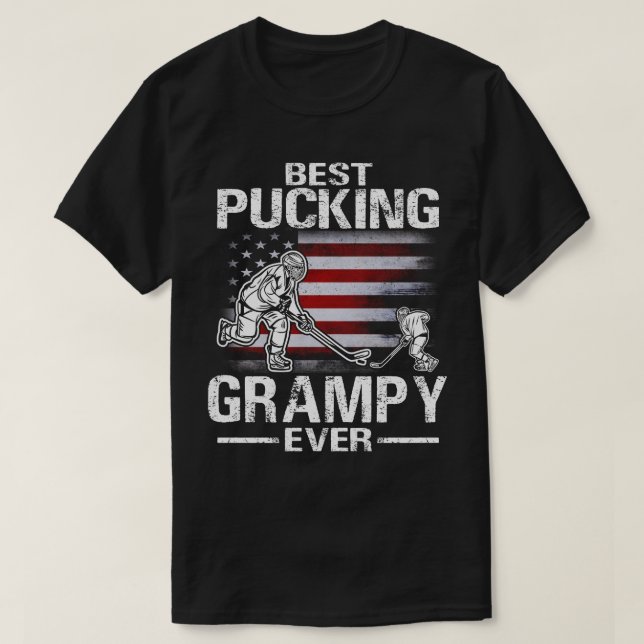 Beste Pucking GRAMPY je Hockey US Flag Vater D T-Shirt (Design vorne)