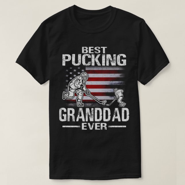 Beste Pucking GRANDDAD je Hockey US Flag Vater's T-Shirt (Design vorne)