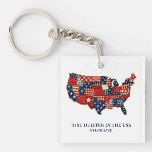 Beste Quilterin in den USA Personalisierter Patchw Schlüsselanhänger