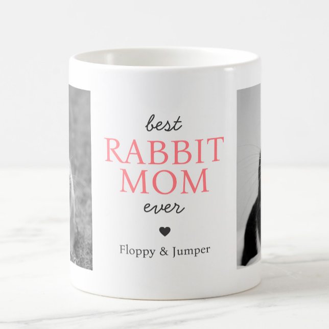 Beste Rabbit-Mama je Fotomaterial mit rosa Text Kaffeetasse (Custom Best Rabbit Mom Ever Photo Collage Coffee Mug)