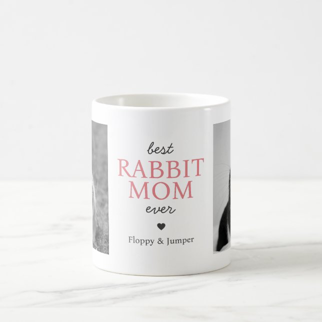 Beste Rabbit-Mama je Fotomaterial mit rosa Text Kaffeetasse (Mittel)
