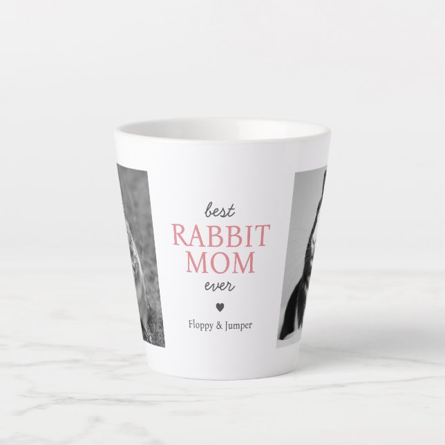 Beste Rabbit-Mama je Fotomaterial mit rosa Text Milchtasse (Vorderseite)