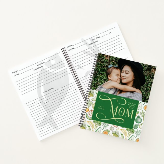 Beste Rezepte Mama Foto  Gemüse Muster Notizbuch (Innenseite)