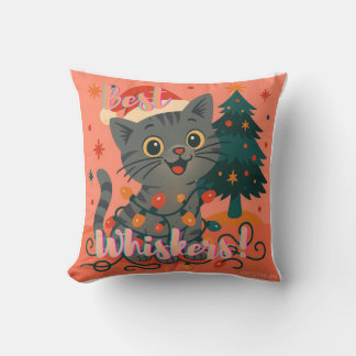 Beste Schnurrhaare! Lustige Weihnachtsmann-Katze Kissen