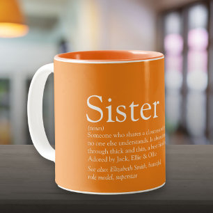 Beste Schwester der Welt Definition Orange Zweifarbige Tasse