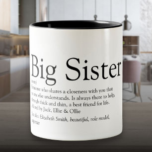 Beste Schwester der Welt Definition Schwarz und We Zweifarbige Tasse