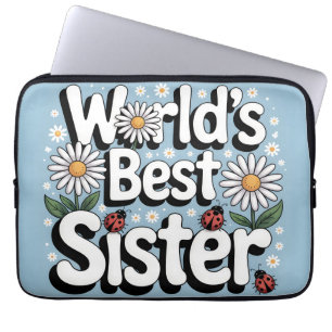 Beste Schwester der Welt Grafik: Retro Gänseblümch Laptopschutzhülle