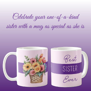 Beste Schwester ever Gerbera Blumen lila Kaffeetasse