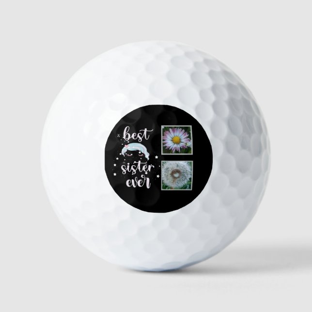 Beste Schwester-Fotovorlage Golfball (Vorderseite)