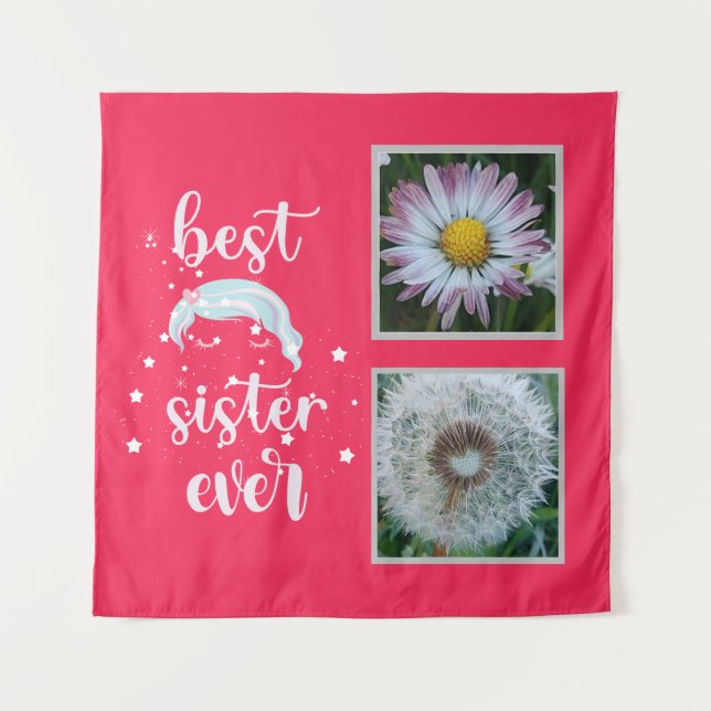 Beste Schwester-Fotovorlage Wandteppich (Vorderseite)