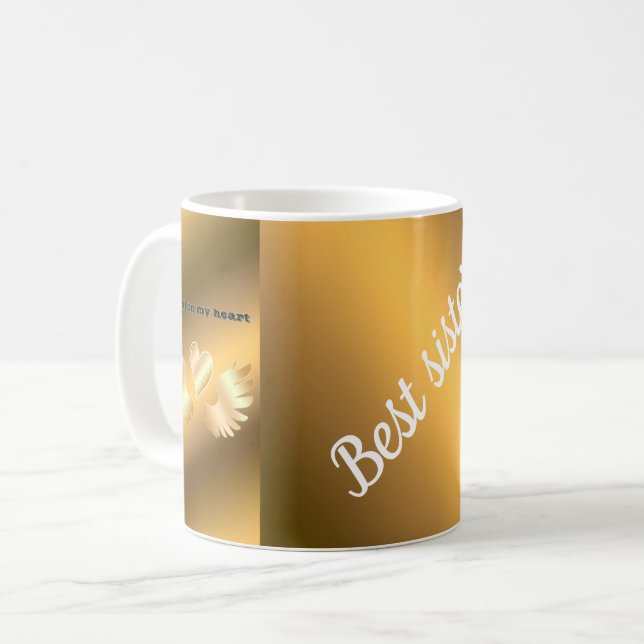 Beste Schwester GOLD Kaffeetasse (Vorderseite Links)