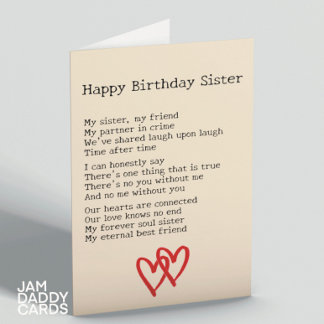 Beste Schwester in der Welt Gedicht Geburtstag Karte