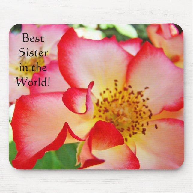 Beste Schwester in der Welt! mousepad Rosen-Blume (Vorne)