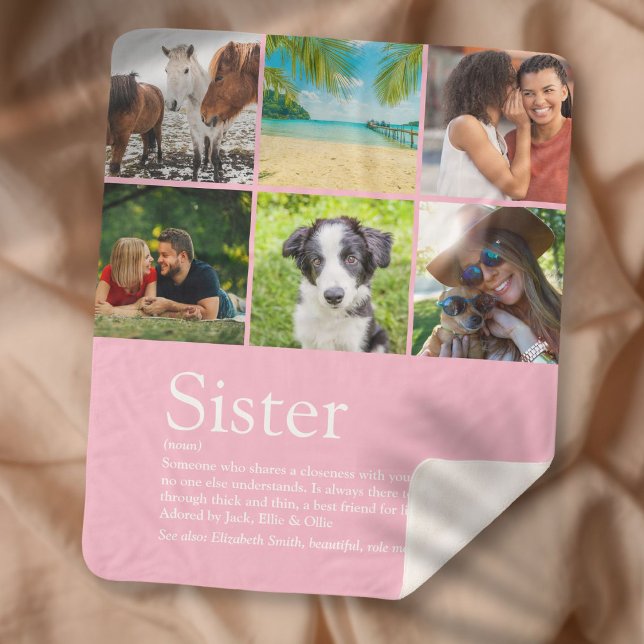 Beste Schwester je 6 FotoCollage Modernes Rosa Sherpadecke (Best Sister Ever 6 Photo Collage Modern Pink Sherpa Blanket)