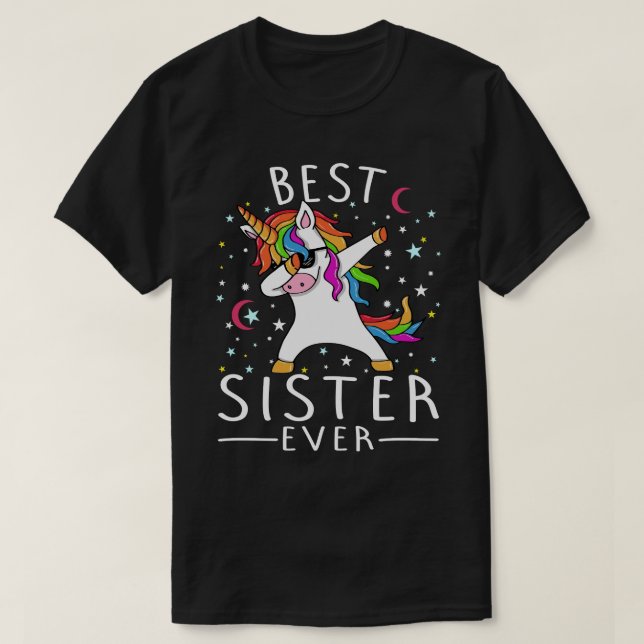Beste Schwester je Dabbing Unicorn T-Shirt (Design vorne)